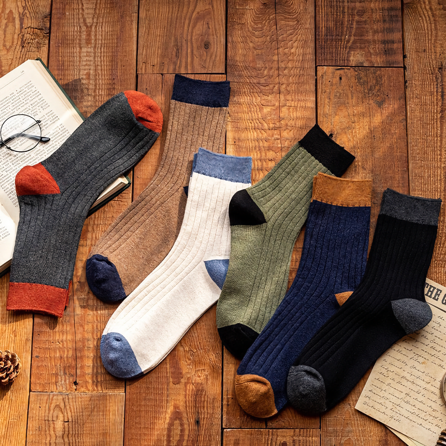 Men's Color Block Rib Socks - Men's Pure Cotton Socks The Upcycled Sock