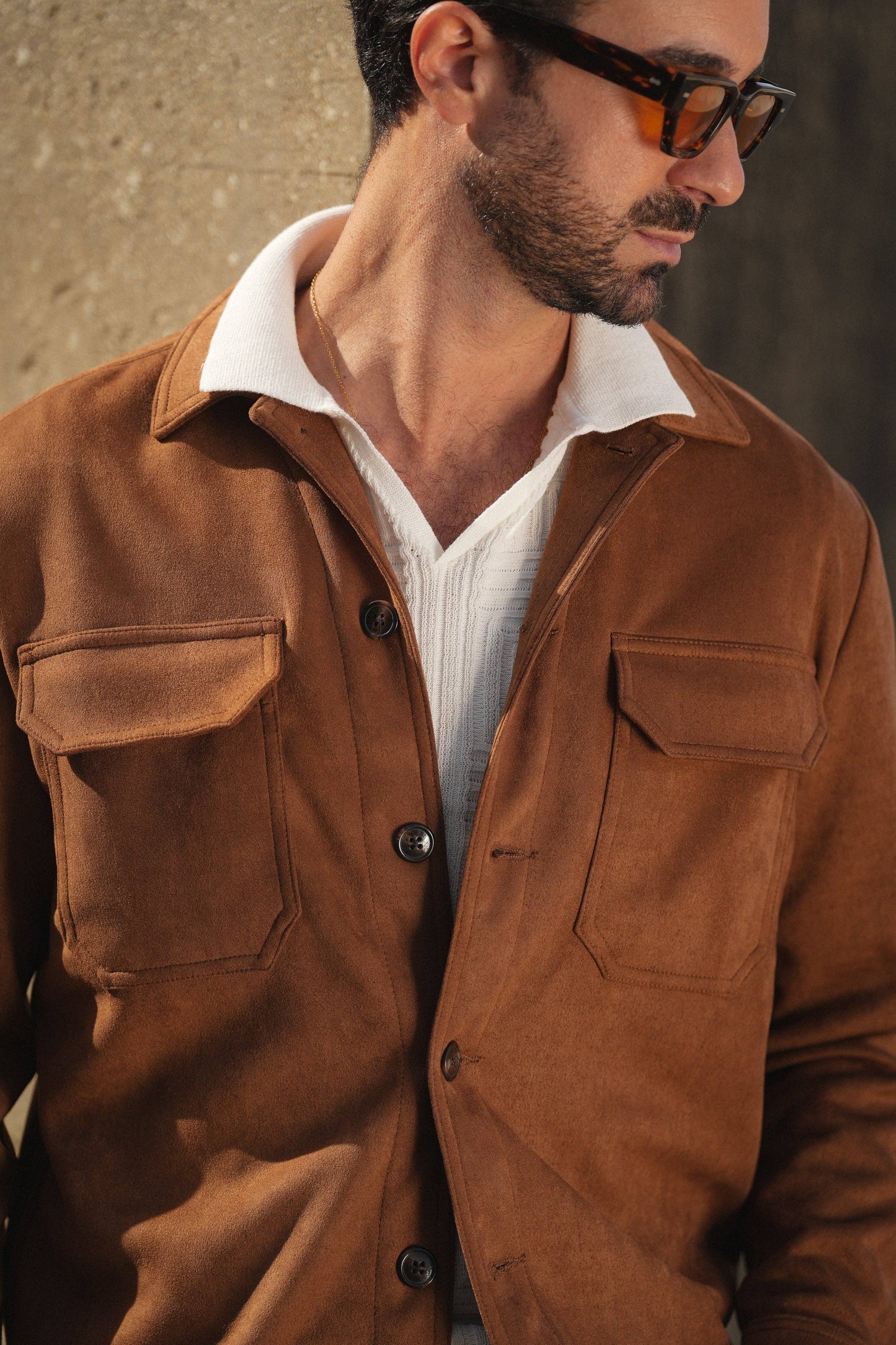 CAMEL SUEDE OUTERSHIRT