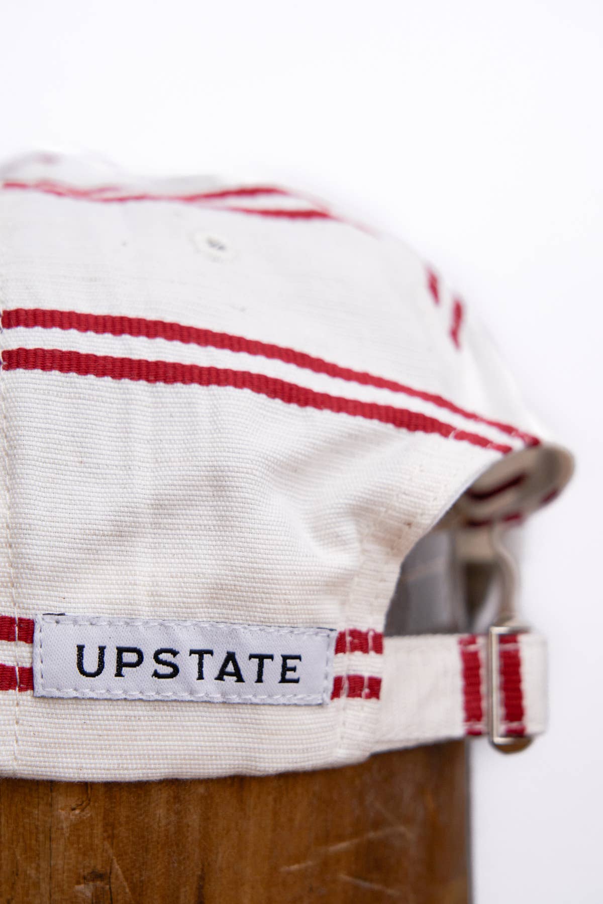 6 Panel NY Made "BALLPARK" Japanese Linen Stripe Cap - RED