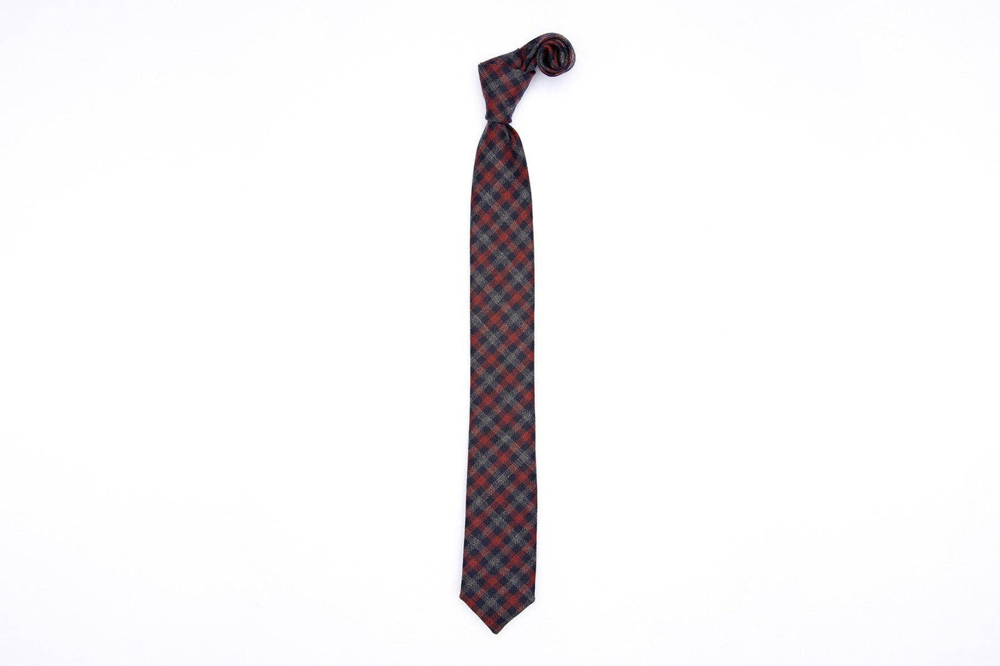Pointed Necktie - Navy Clay Check