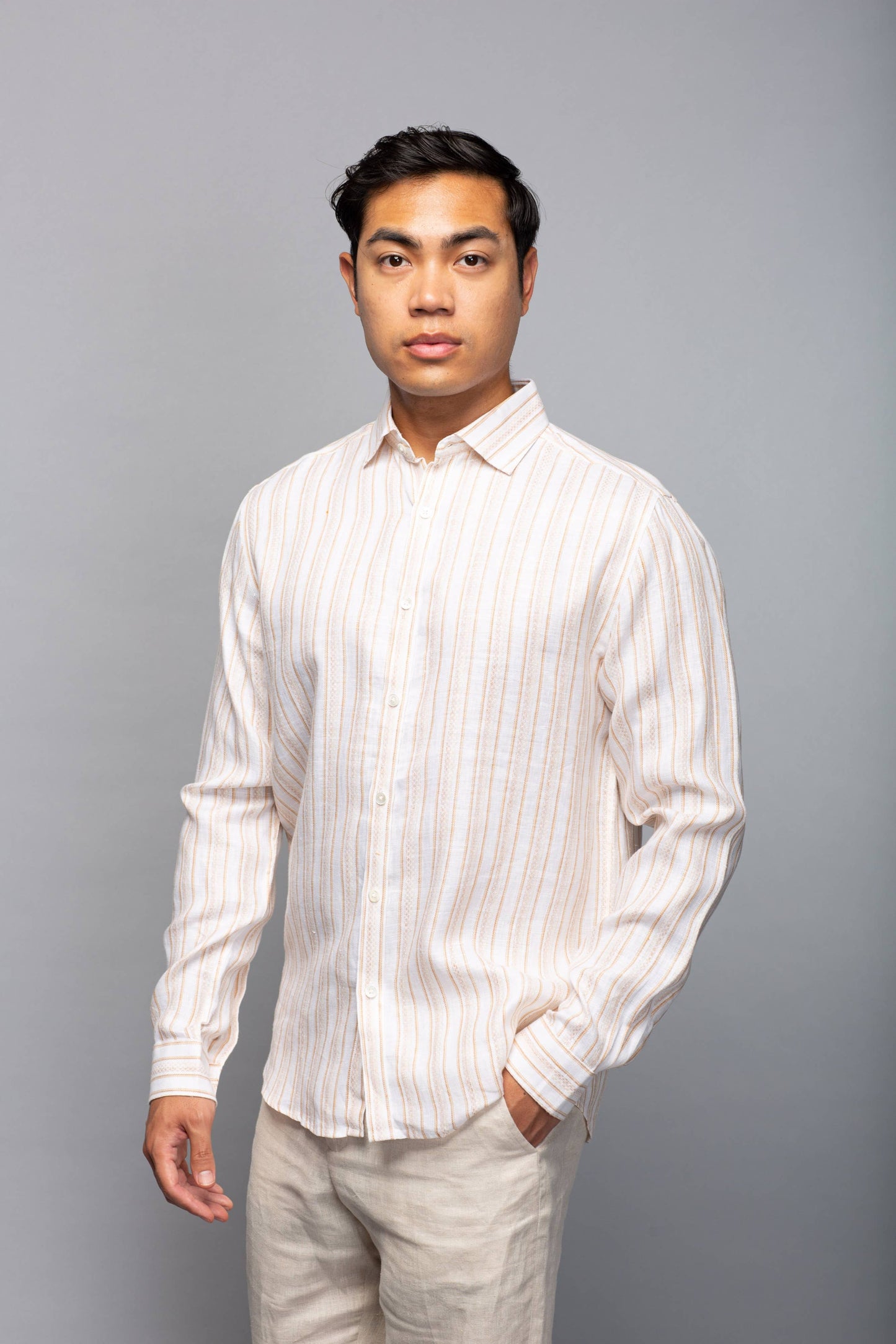 Stripe Long Sleeve Linen Shirt