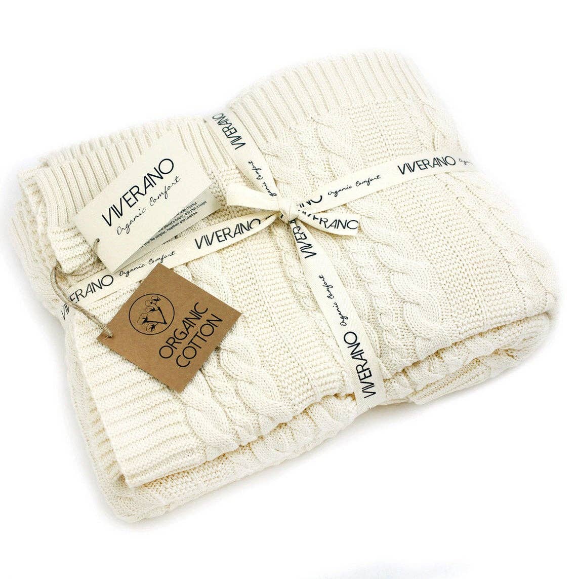 Cable Knit Home Throw Adult Blanket (100% Organic Cotton)