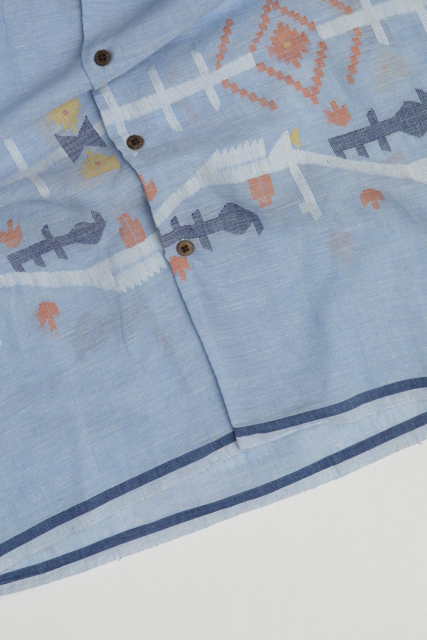 Jamdani Light Blue Hand-Woven Organic Shirt