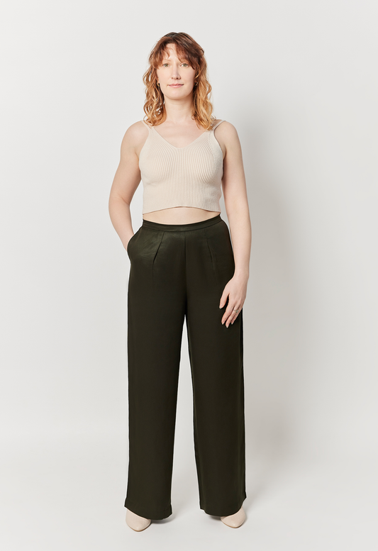 The Wide Leg Pant - Deep Olive