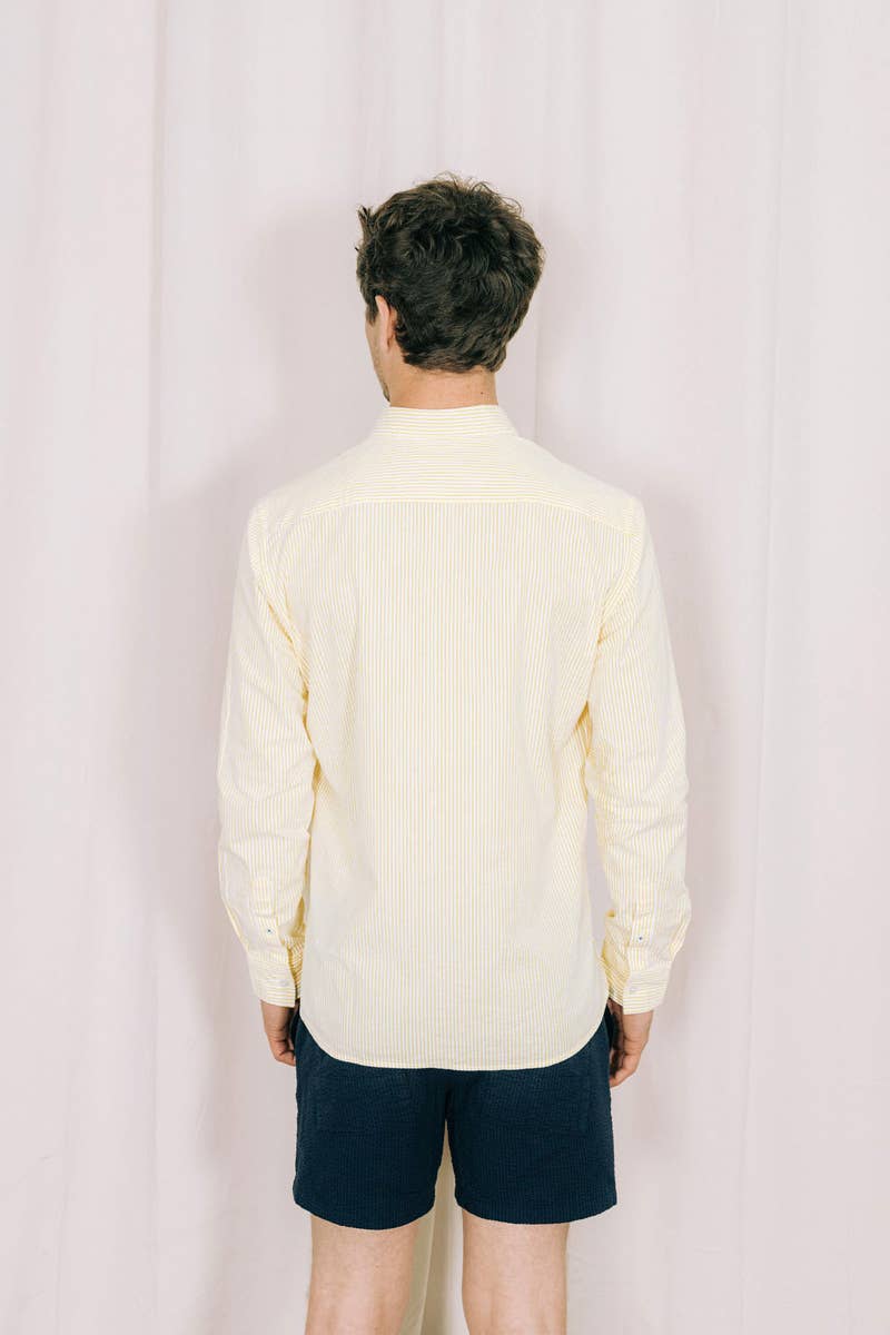 Yellow Striped Seersucker Shirt