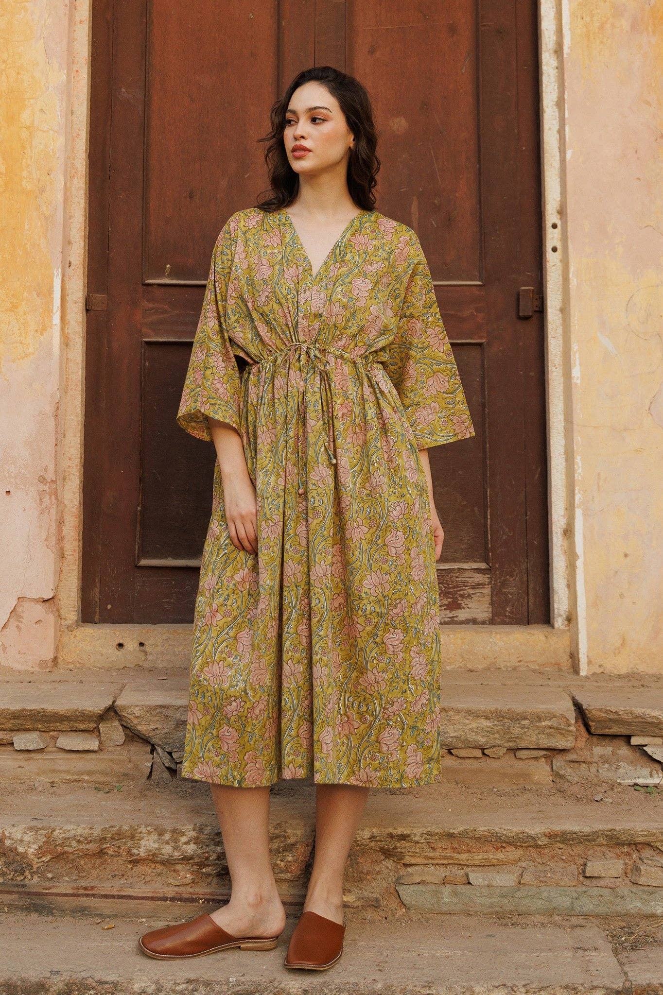 Kamal Handblock Printed Cotton Kaftan Dress