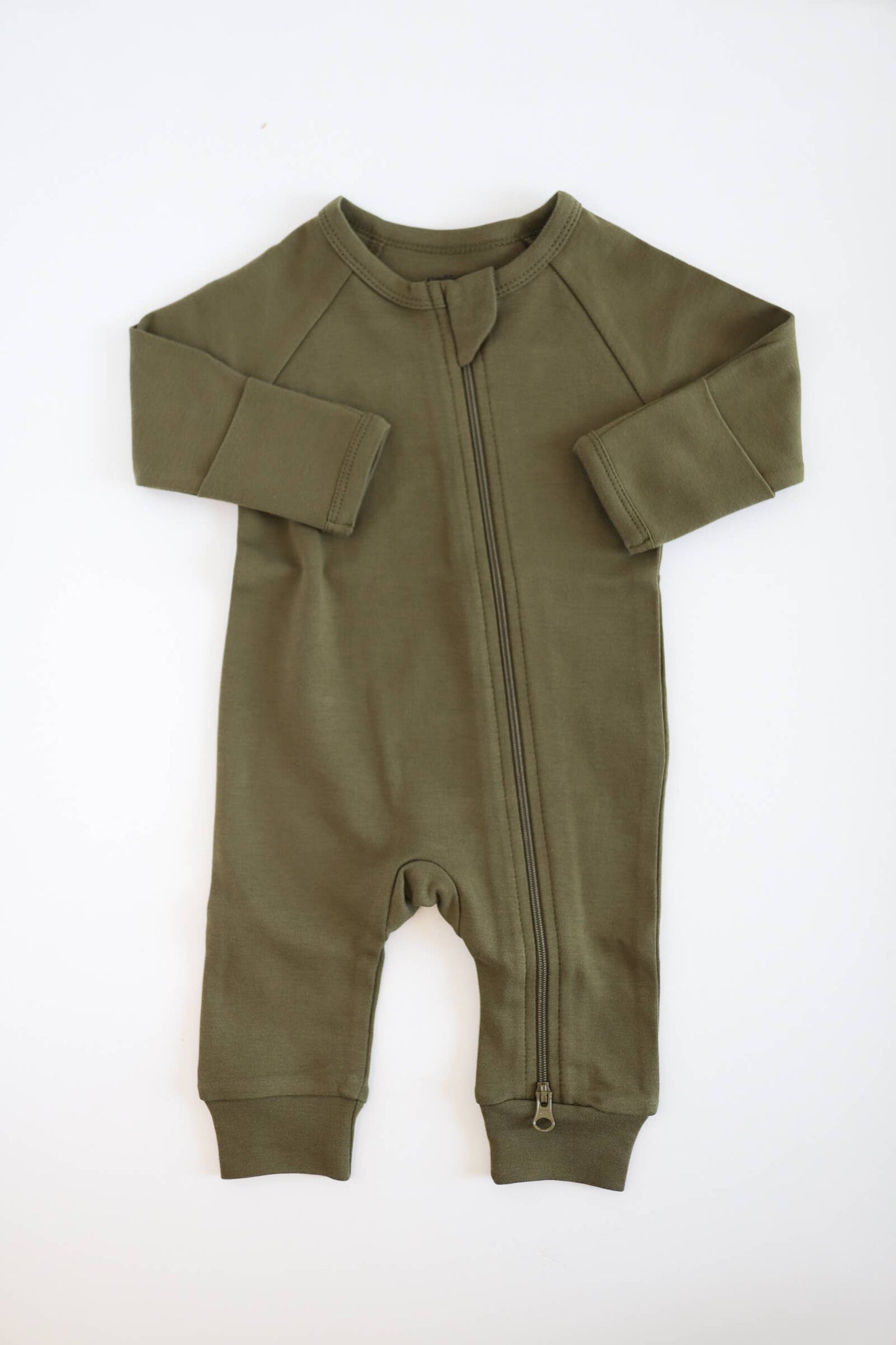Organic Baby Zipper Sleeper in Olive | Baby Boy, Baby Girl