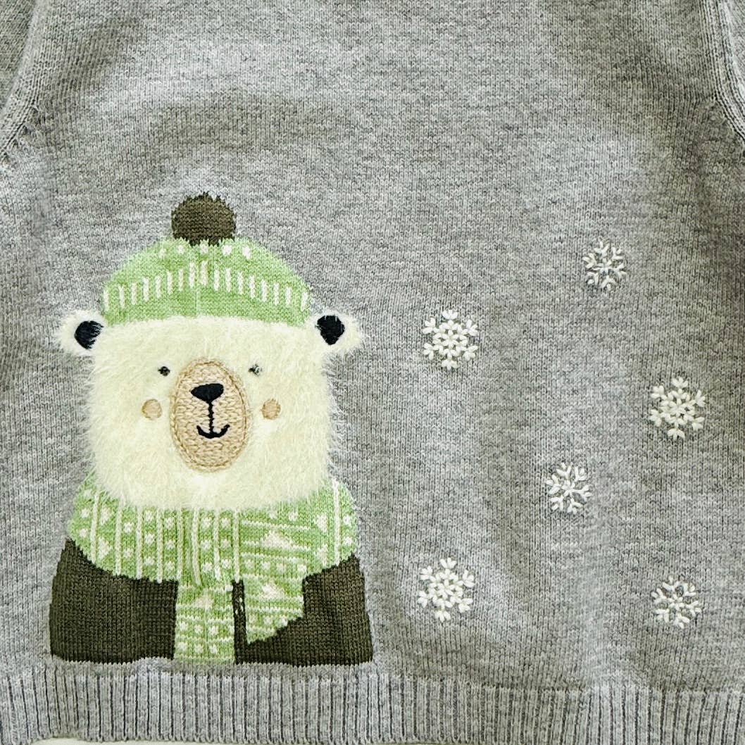 Polar Bear Jacquard Knit Baby Sweater Pullover (Organic)