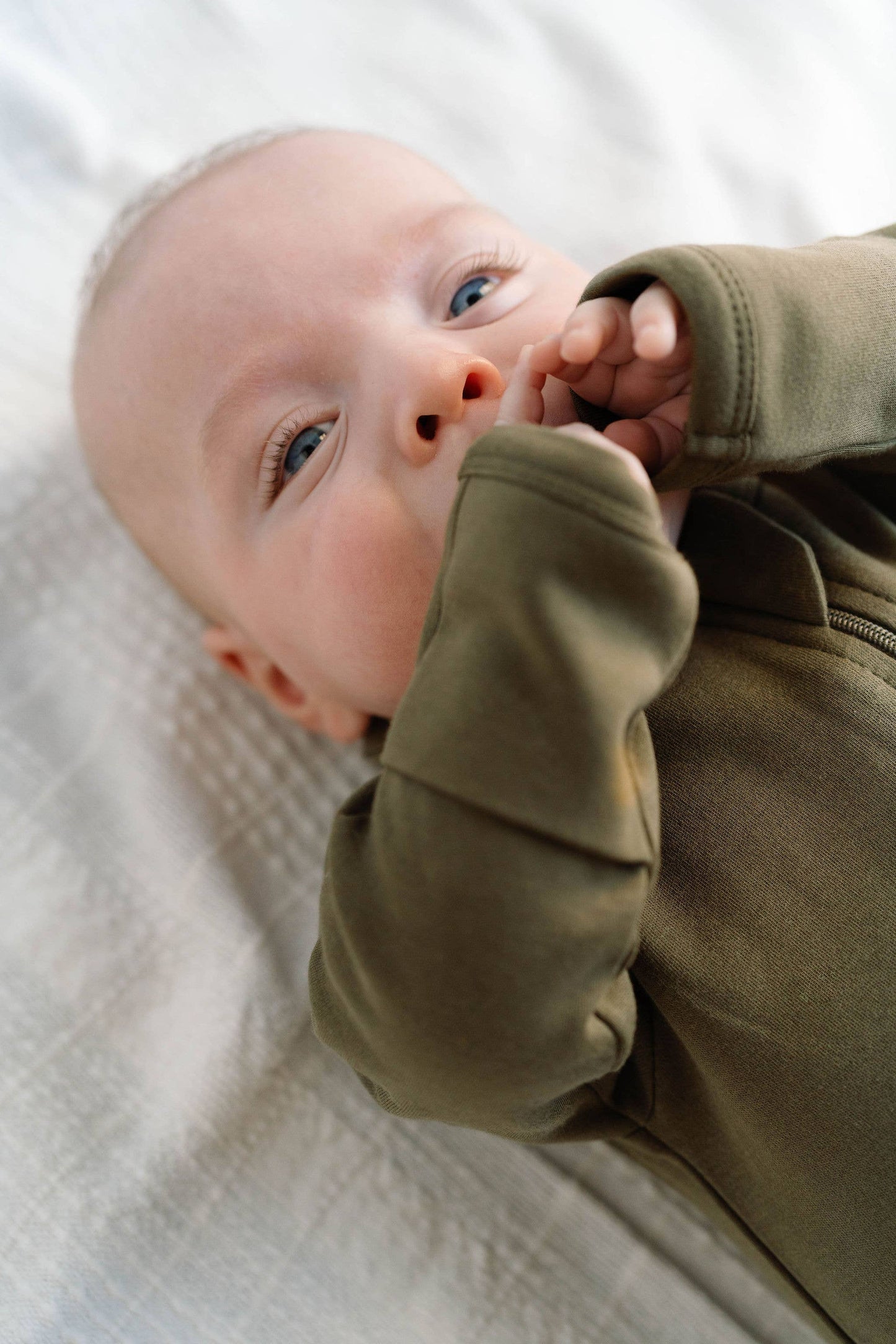 Organic Baby Zipper Sleeper in Olive | Baby Boy, Baby Girl