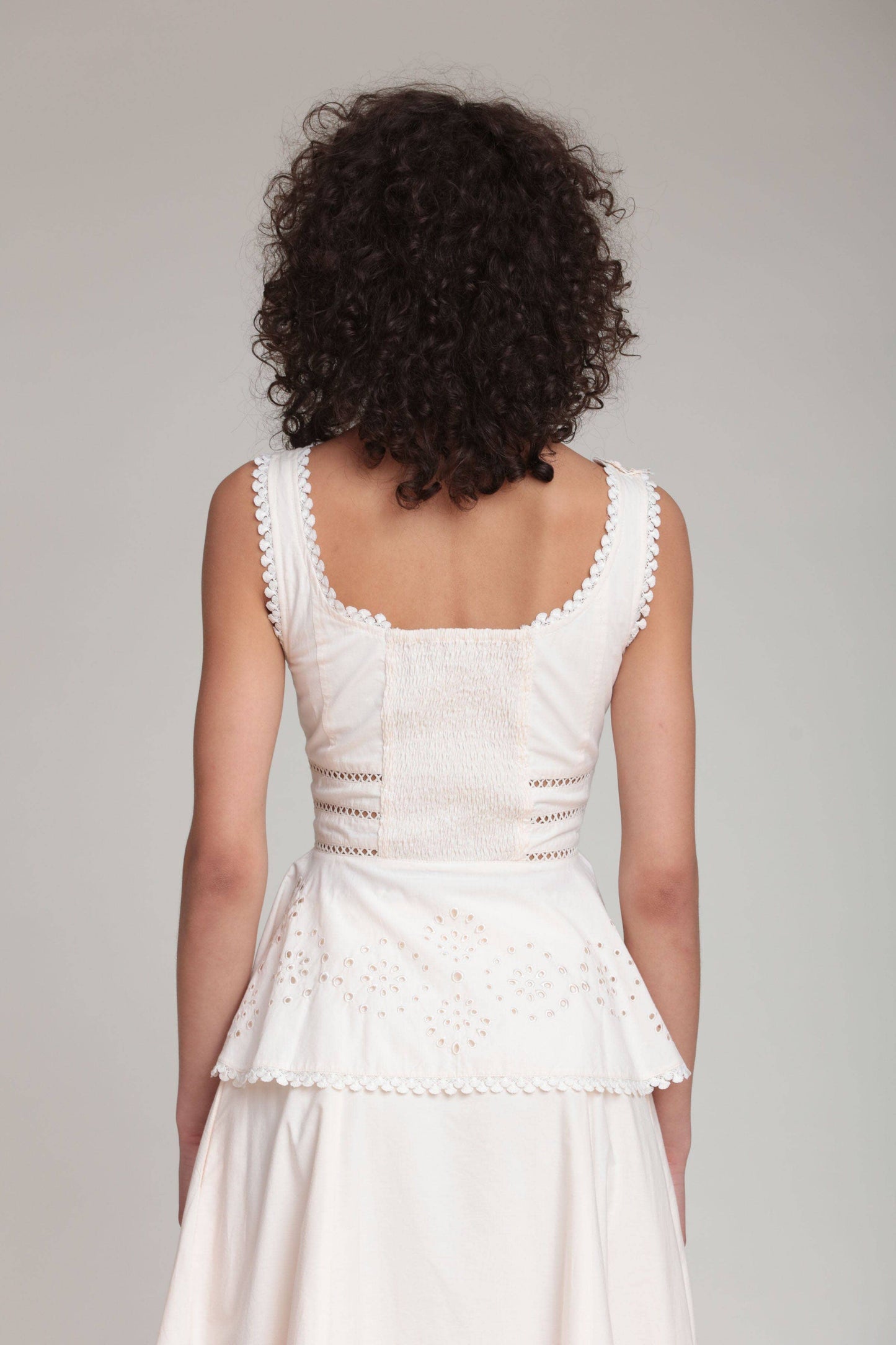 Cotton Embroidered Peplum Top