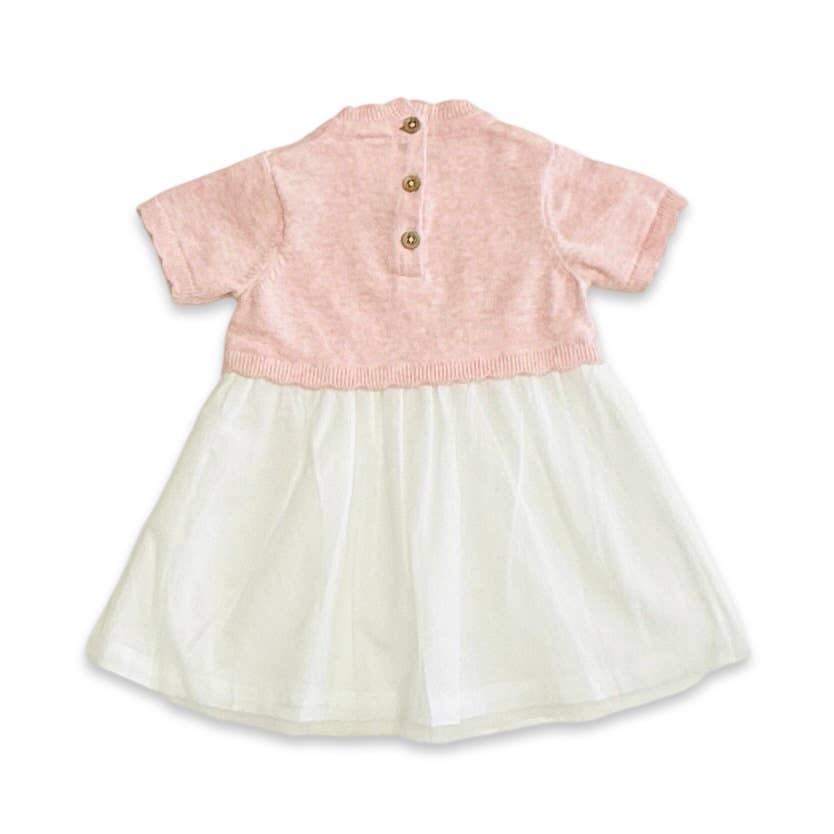Floral Embroidered Tutu Baby Knit Dress - Organic Cotton