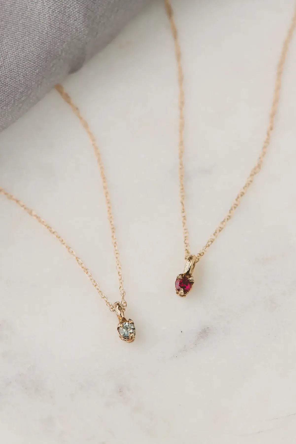 Solid 14k Gold Dainty Birthstone Pendant