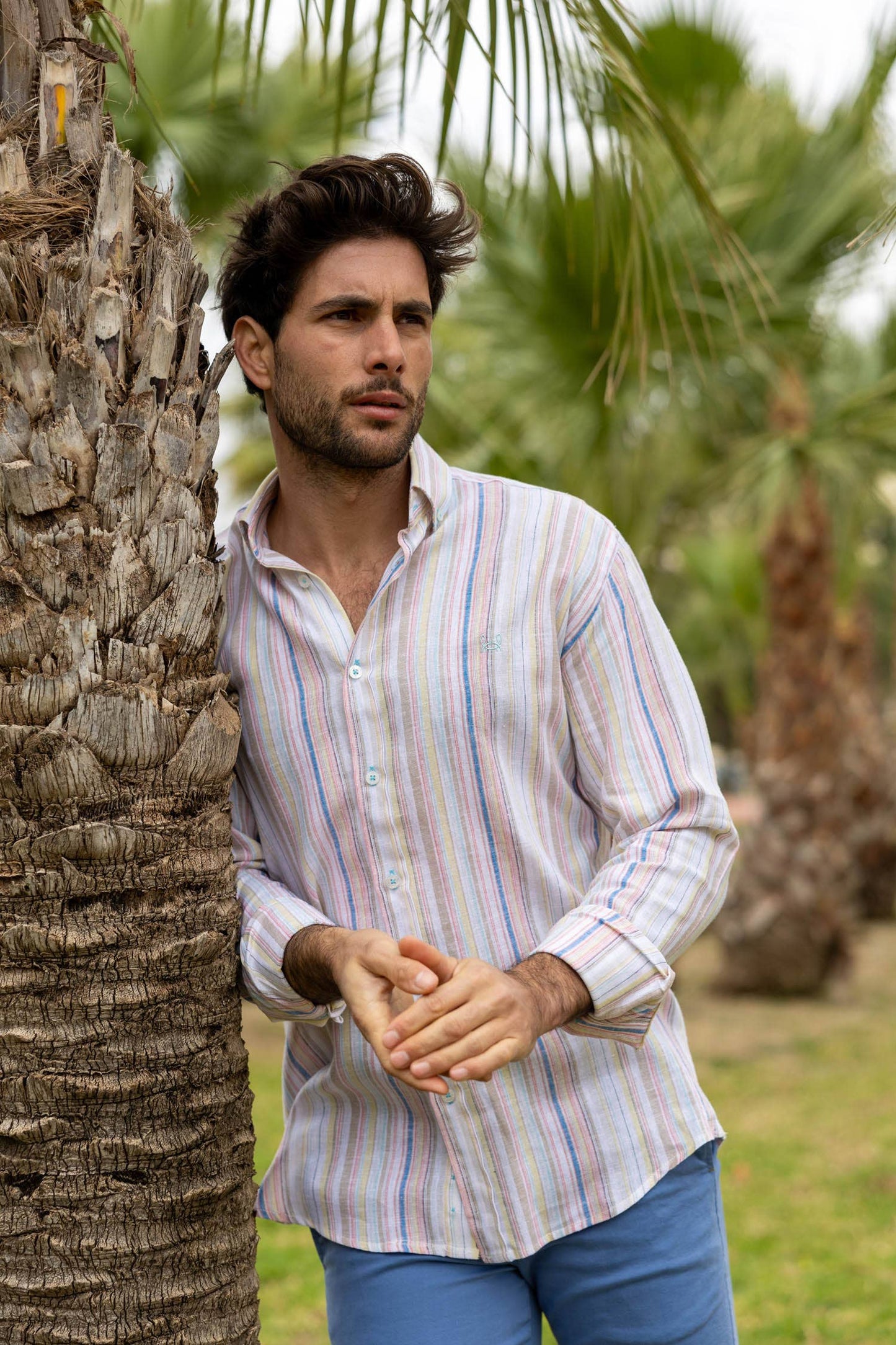 Multicolor striped linen shirt