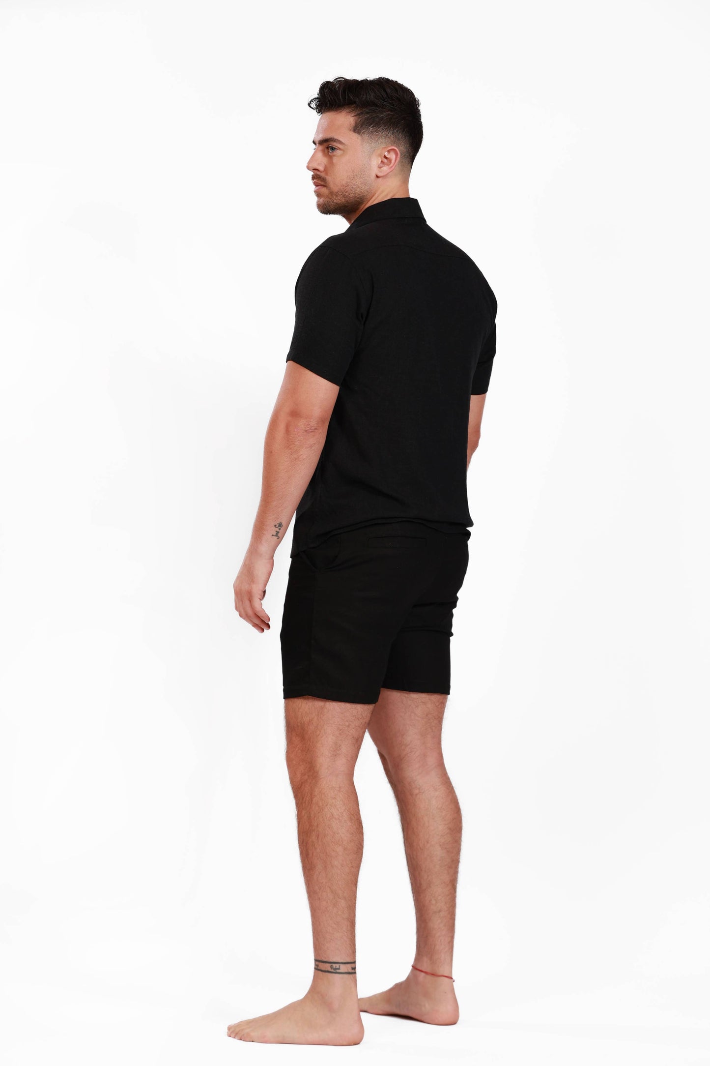 BLACK LINEN SHORTS