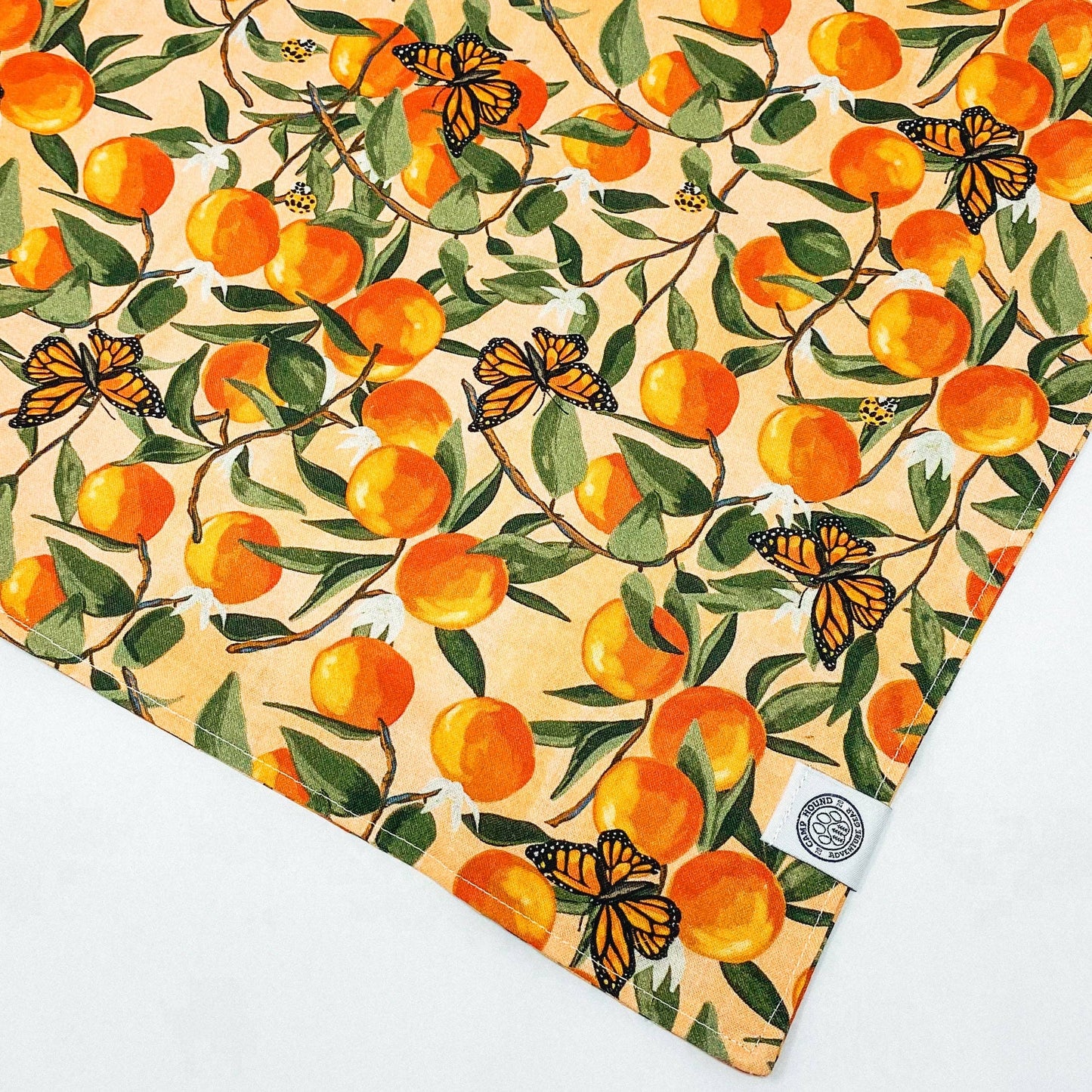 Clem Dog Bandana | Spring Orange Butterfly Watercolor Scarf