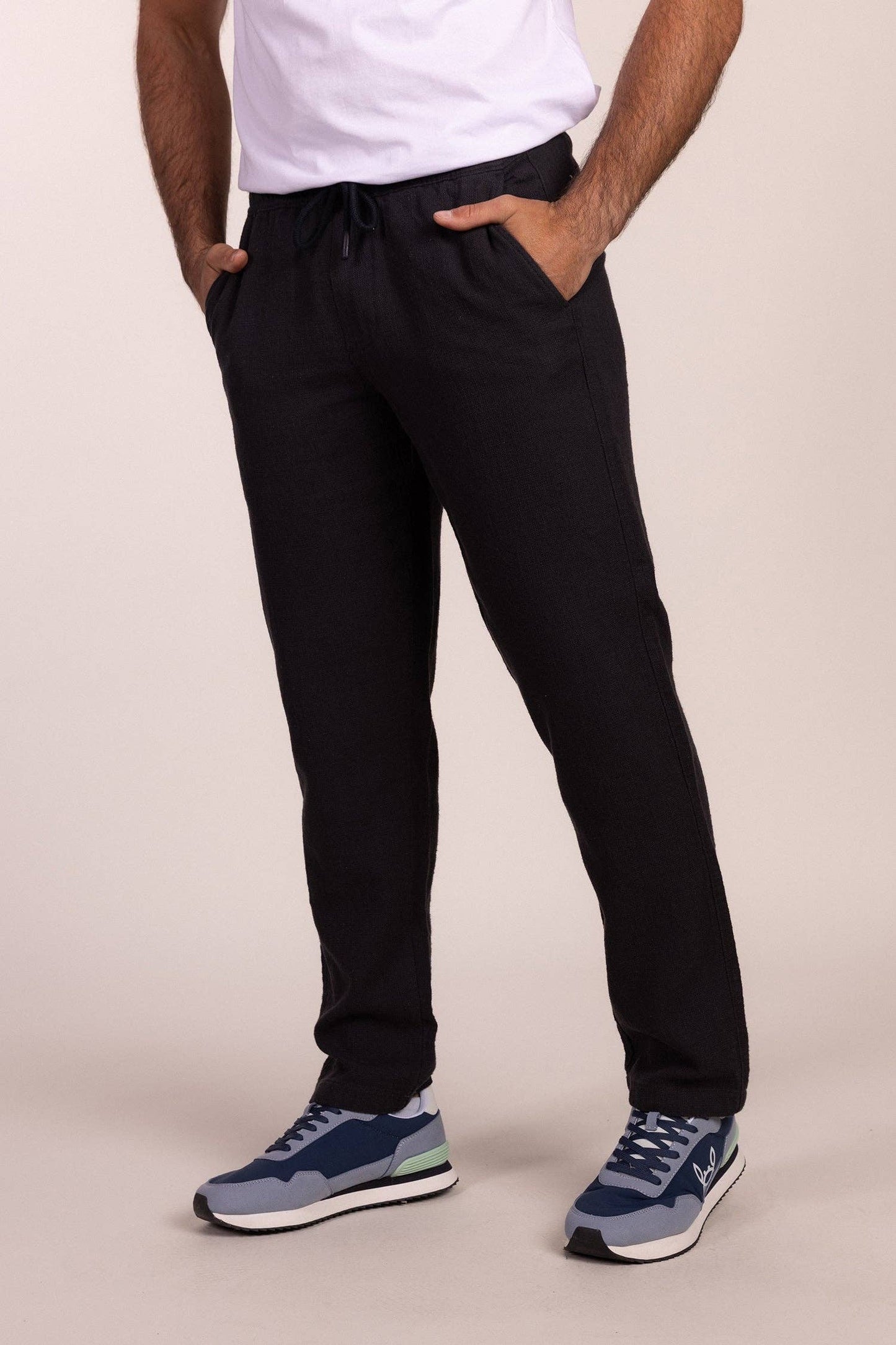 Navy Dobby Trousers