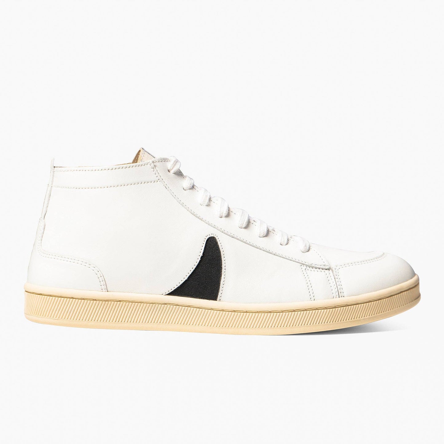 White Leather Black Horn Lamu High Top Sneakers