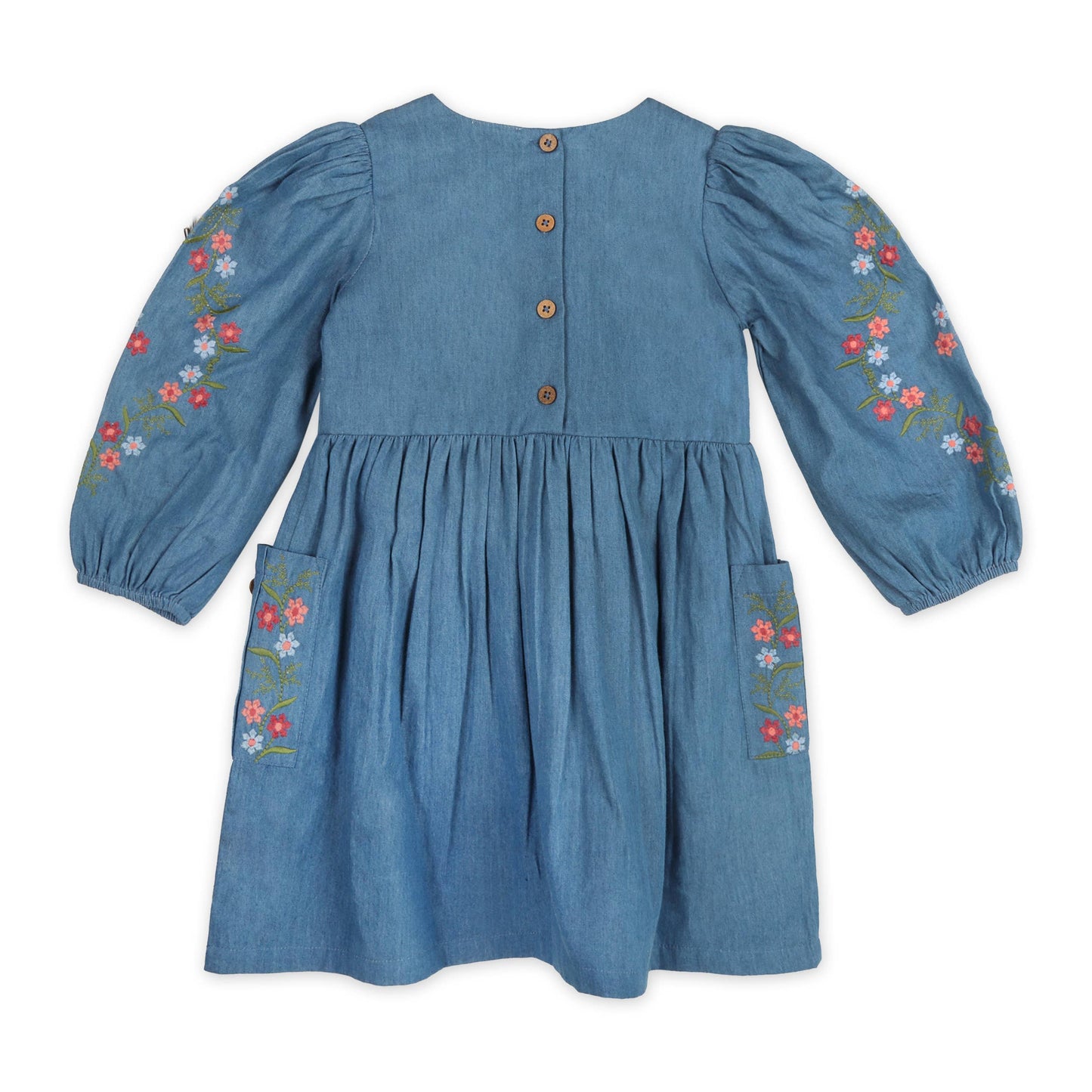Sophie Floral Embroidered Denim Dress (Organic Cotton)
