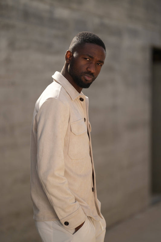 LIGHT BEIGE SUEDE OUTERSHIRT