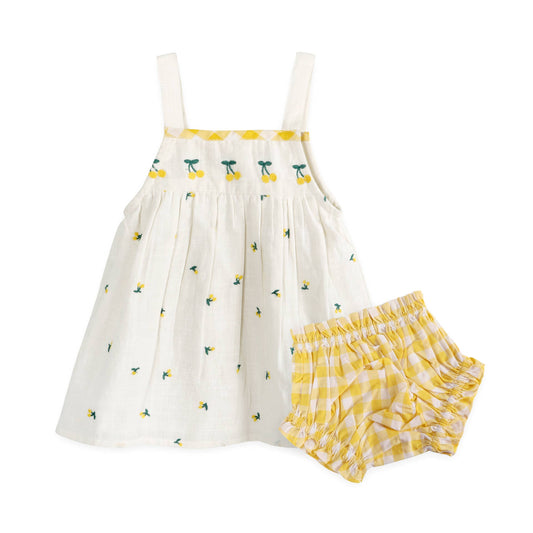 Lulu Embroidered Baby Dress + Bloomer (Organic)