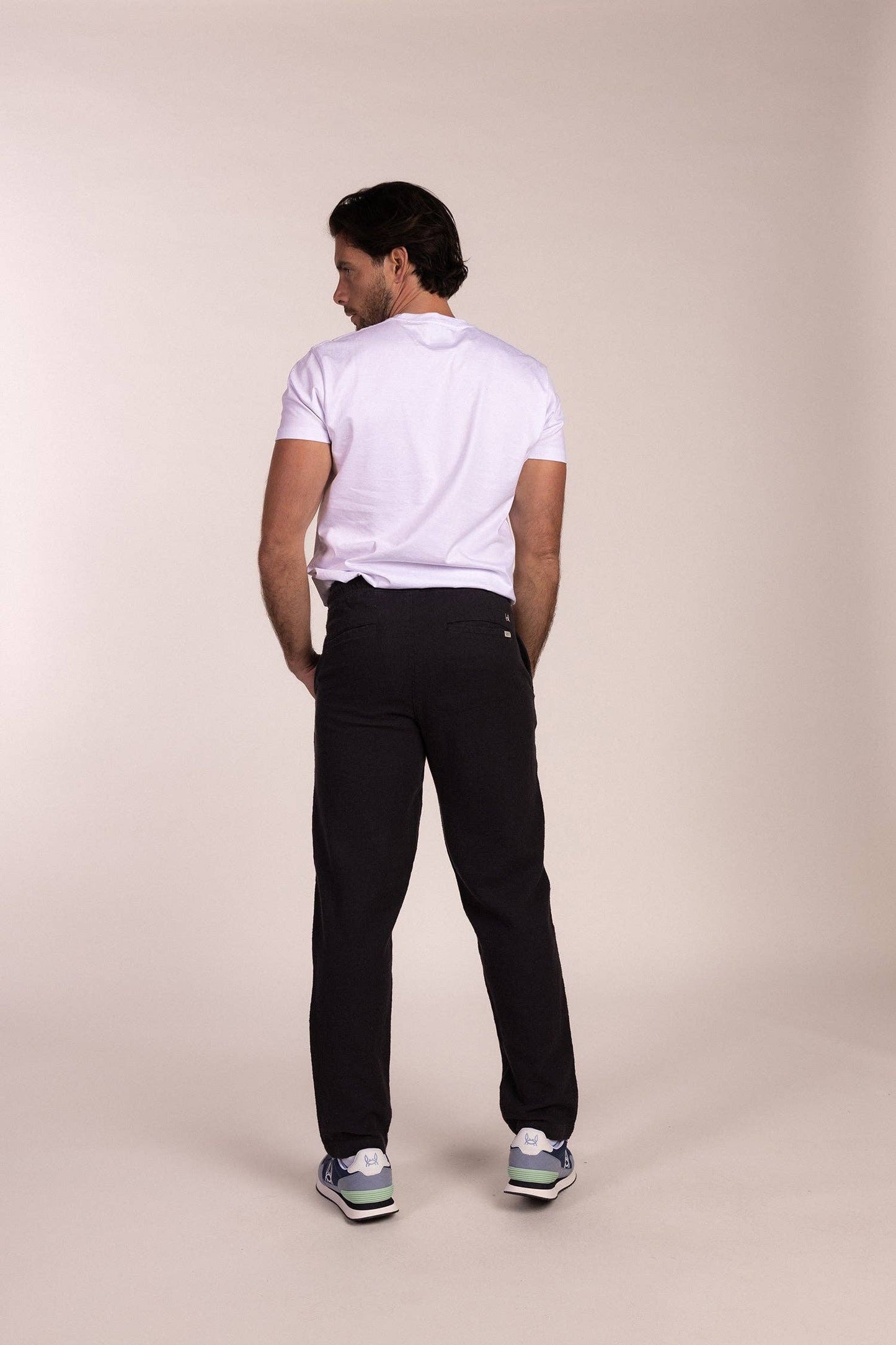 Navy Dobby Trousers