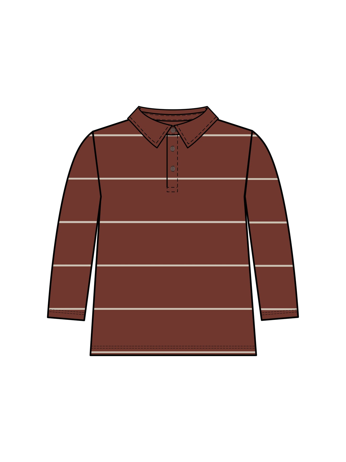 Doyle Long Sleeve Collared Top - Hunter Stripe / Garnet