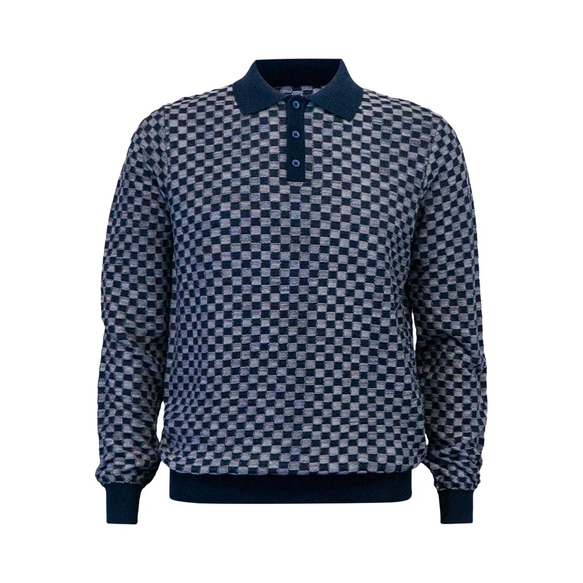 Modern Checkered Elegance Textured Polo