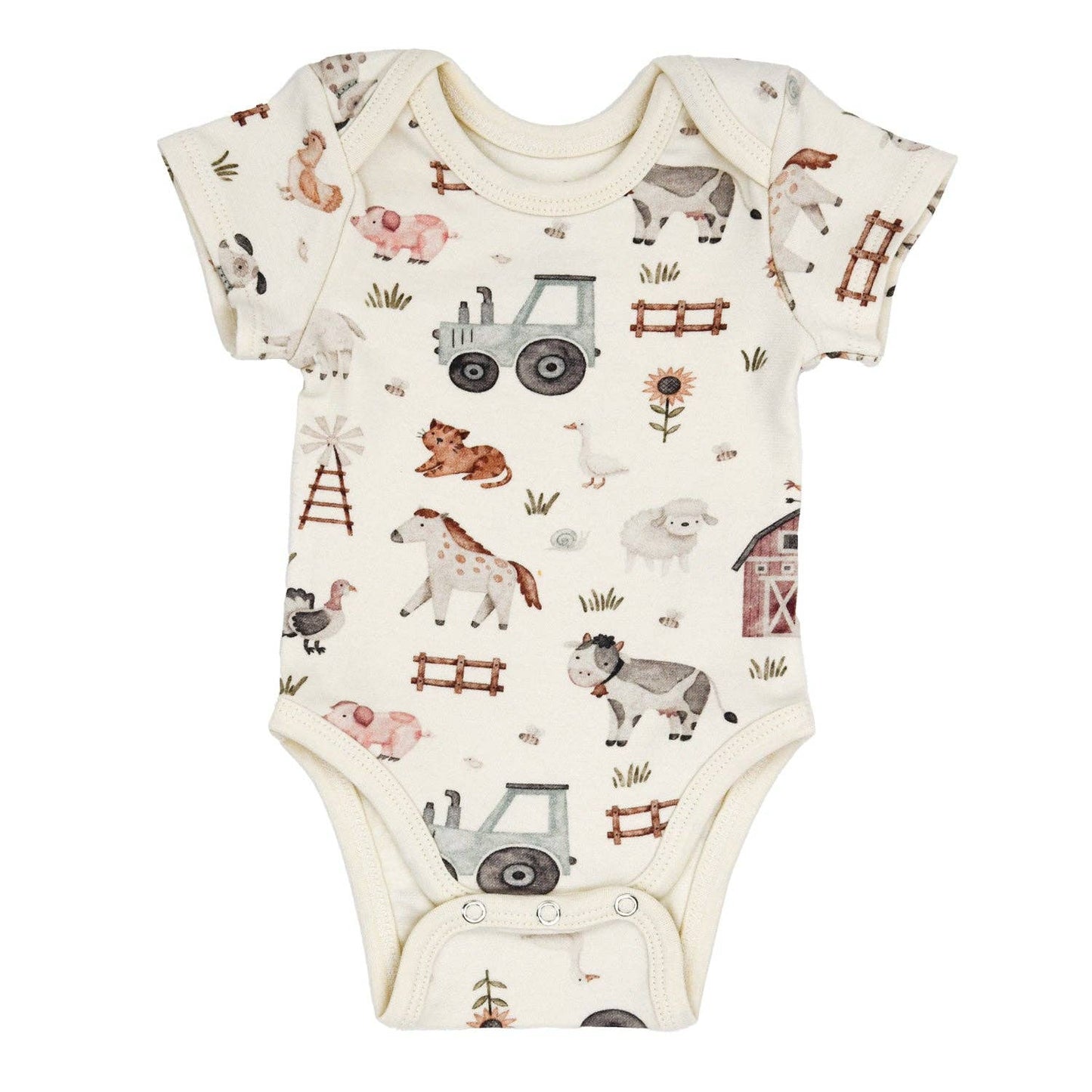 Organic Cotton Short Sleeve Baby Bodysuit, Dusty