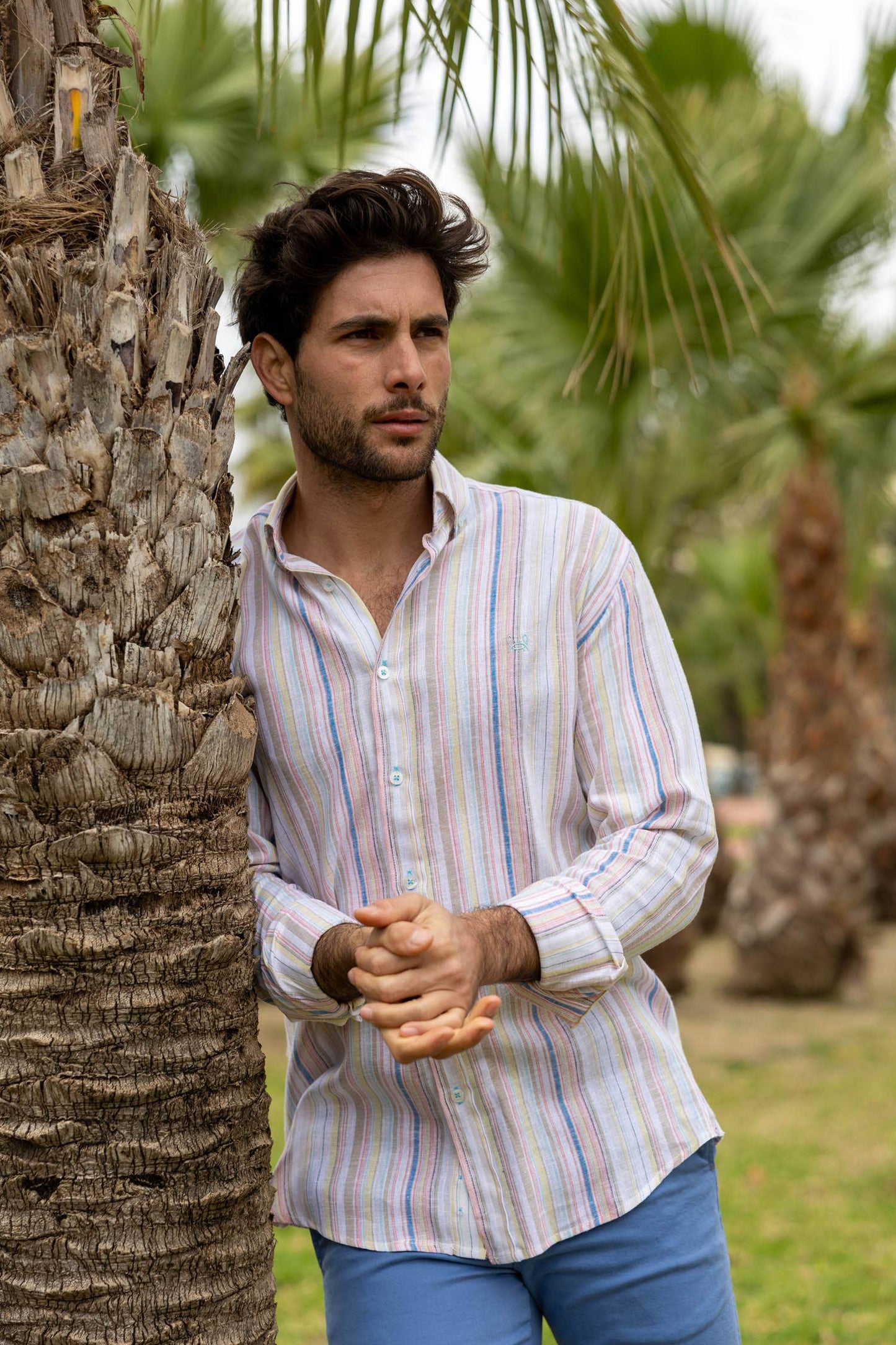 Multicolor striped linen shirt
