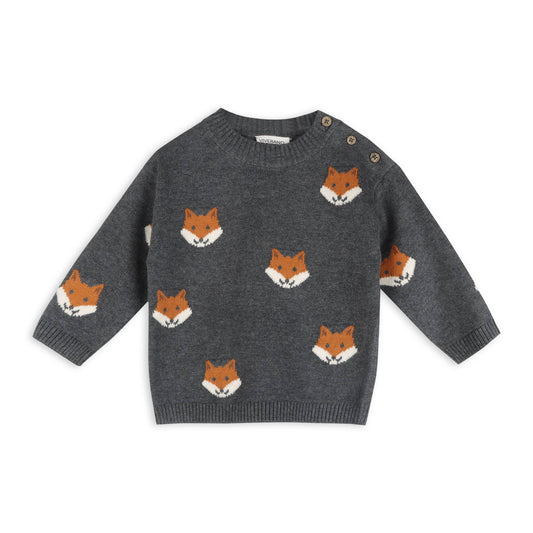 Fox Jacquard Knit Baby Pullover (Organic Cotton)