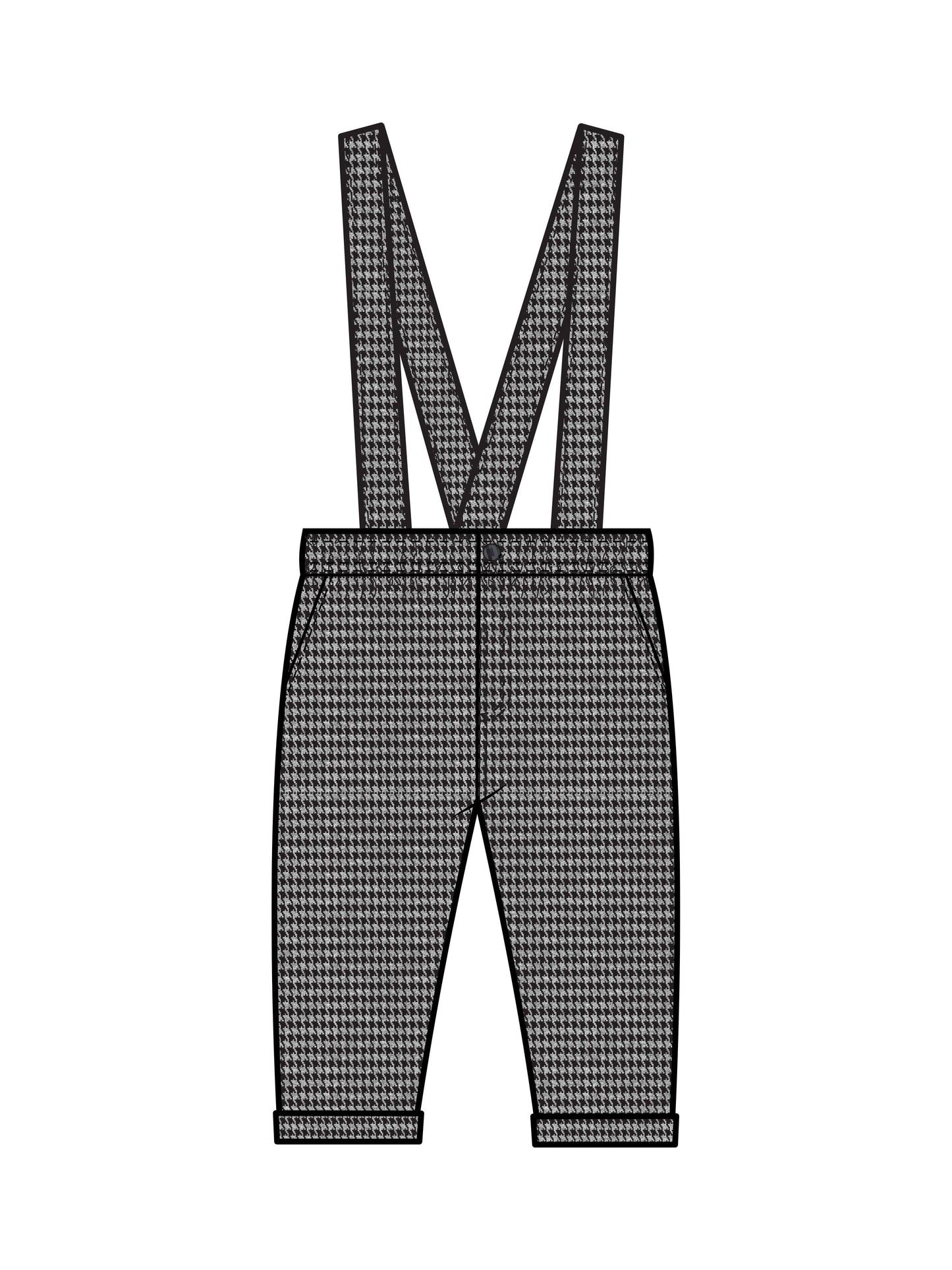 Hank Flannel Pant With Suspenders - Houndstooth