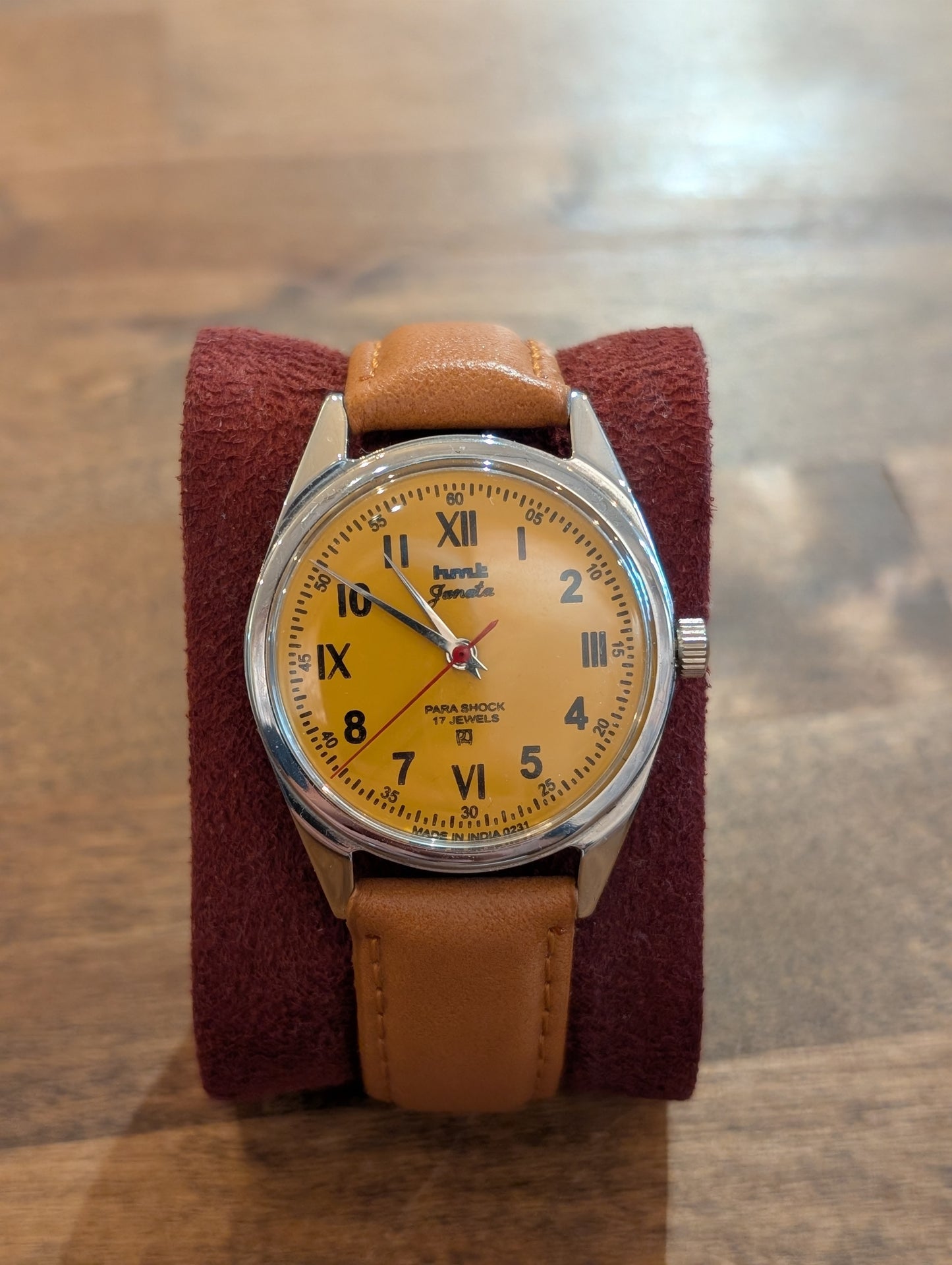 Vintage HMT yellow, tan leather