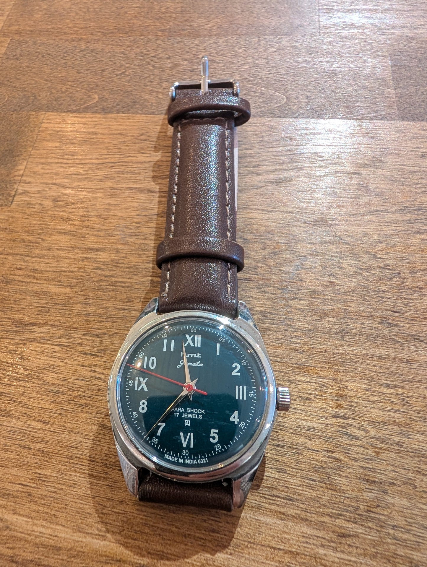 Vintage HMT Teal, Brown Leather